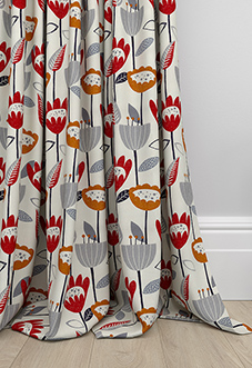 Flower Power, Scarlet - Made to Measure Curtains